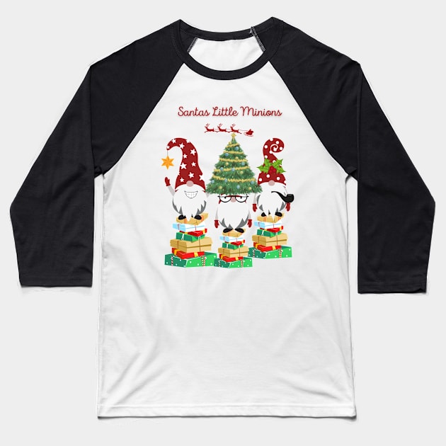 Santas Christmas Elves Baseball T-Shirt by Rattykins